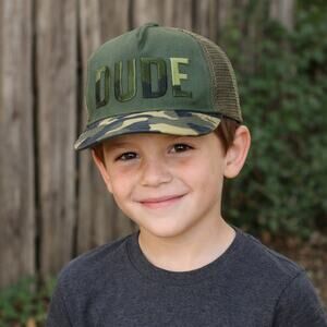 Crazy 8 Boys DUDE Camo Trucker Hat Green Mesh Snapback Adjustable